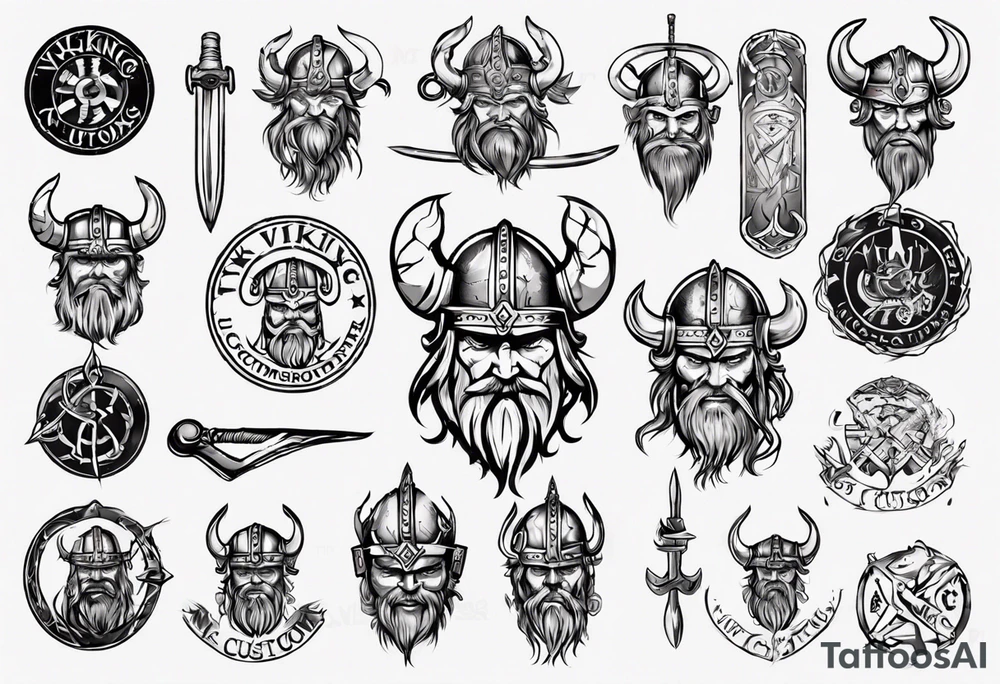 I want a tattoo of a viking with the company name “Viking Customs” incorporated in the design tattoo idea