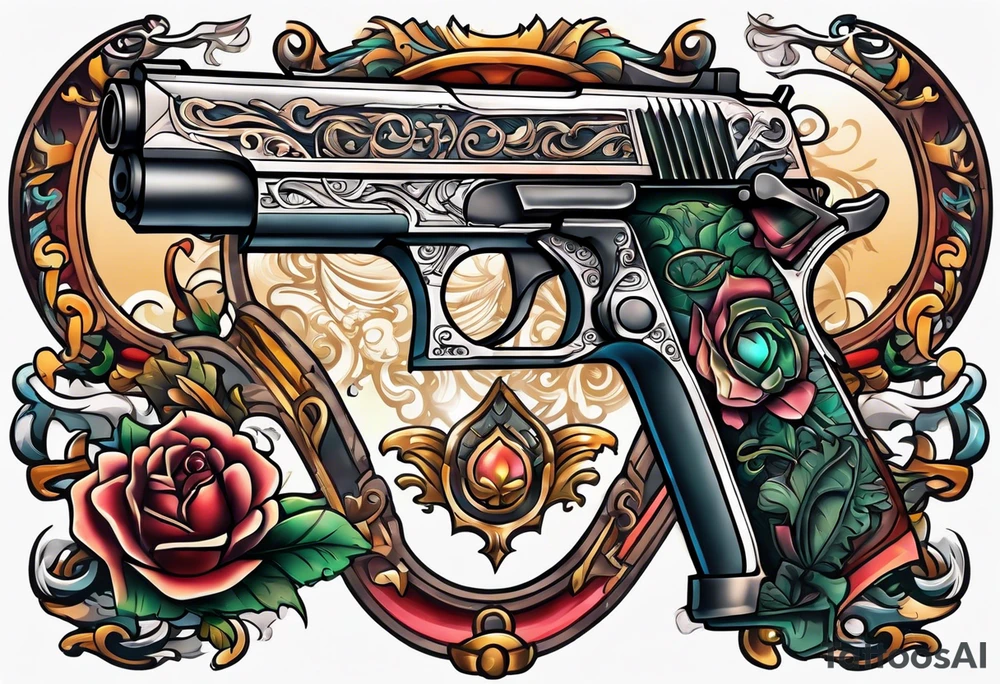The letters AR with pistols on each side tattoo idea