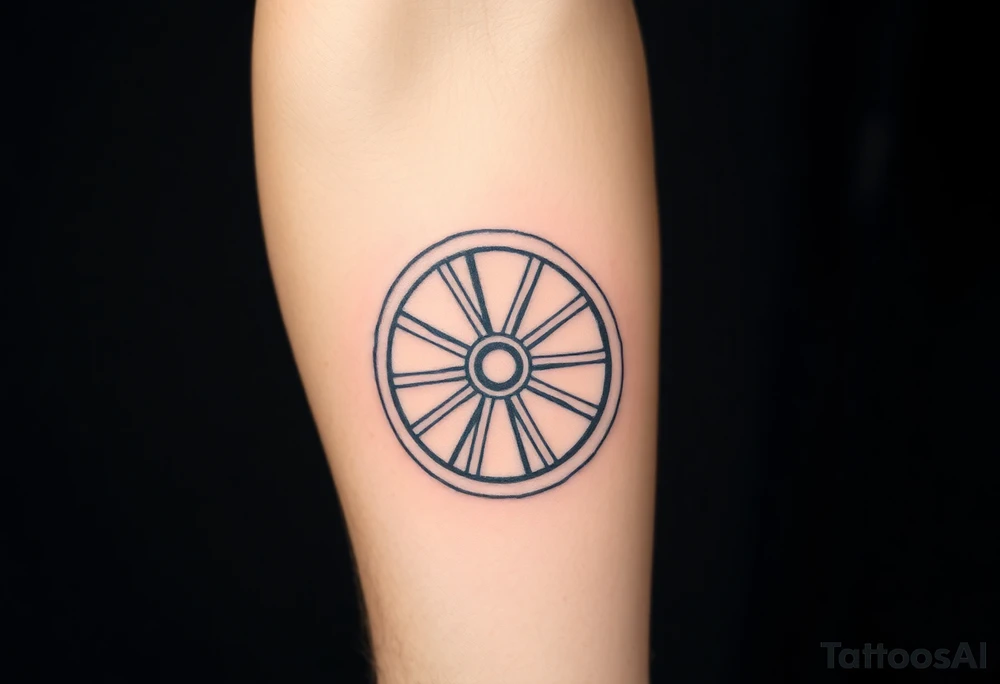 Wagon wheel with busted spokes tattoo idea