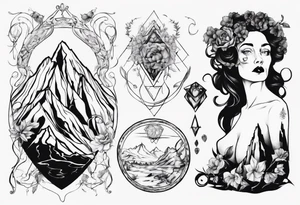 Persephone with mountains tattoo idea