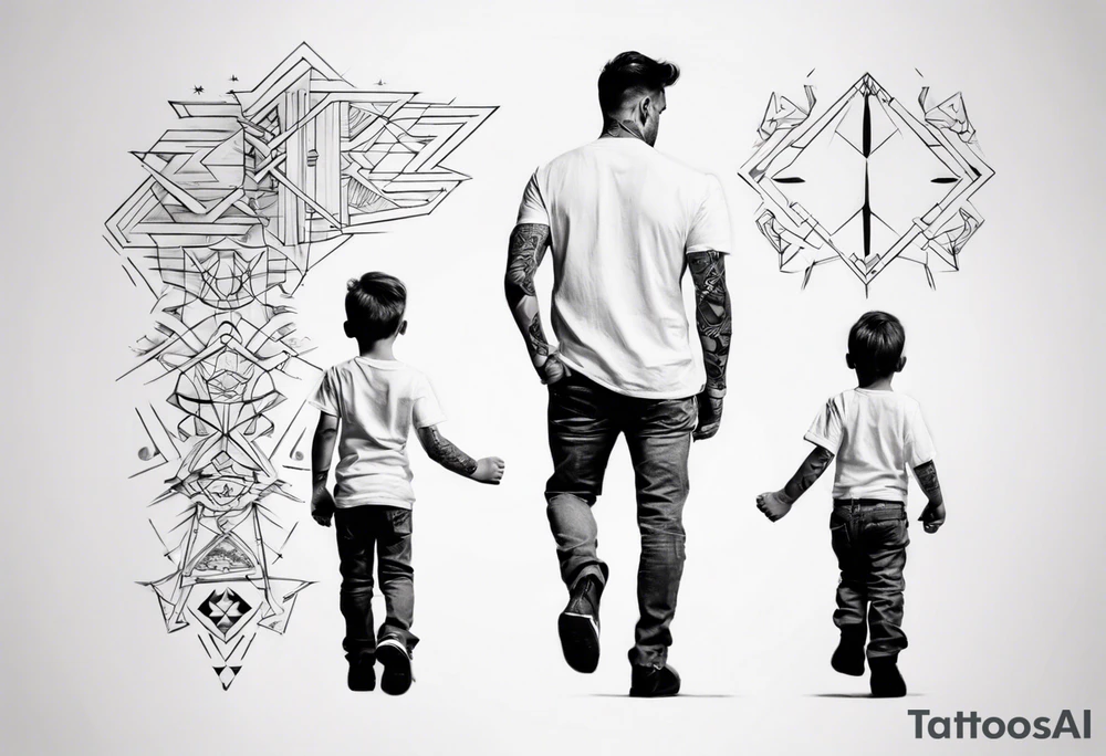 dad and son walks away tattoo idea