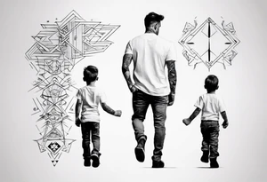 dad and son walks away tattoo idea