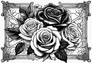 roses and cross with the names Aizen and Azaias tattoo idea
