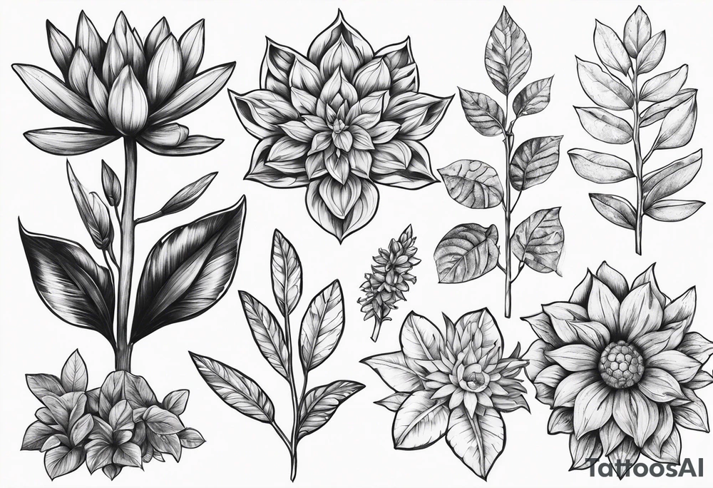 Collection of Hyrule plant tattoo idea