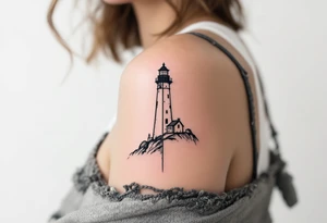 Lighthouse split in half tattoo idea