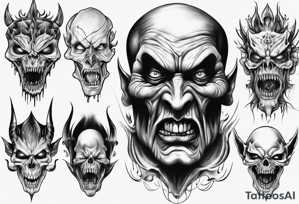 evil face realism tattoo idea