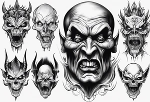 evil face realism tattoo idea