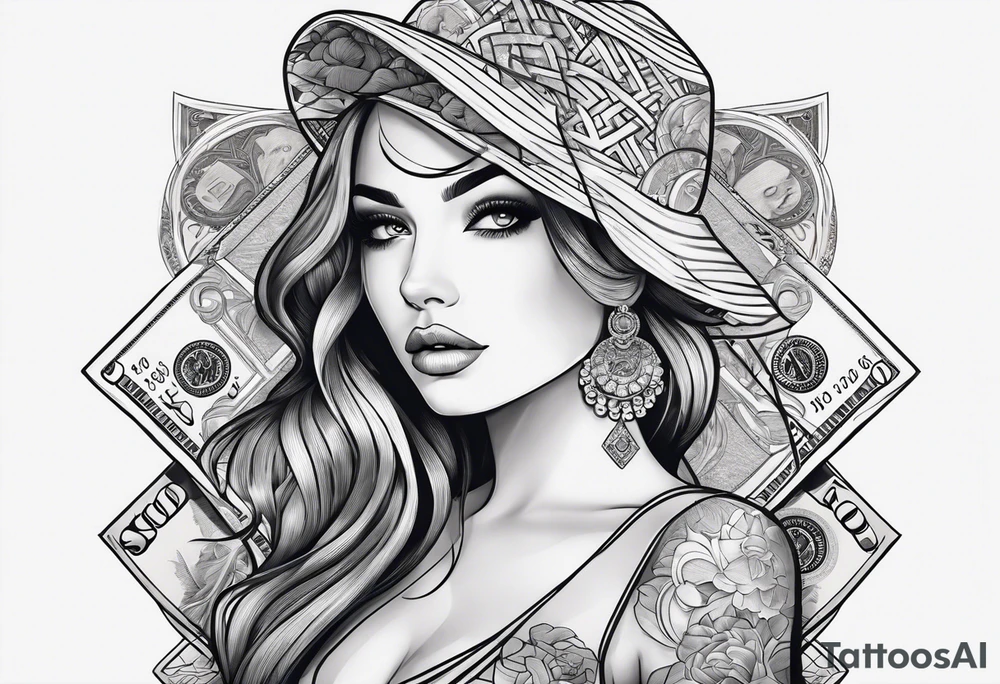 Girl and money tattoo idea