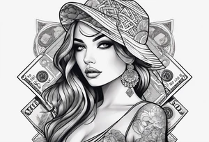 Girl and money tattoo idea