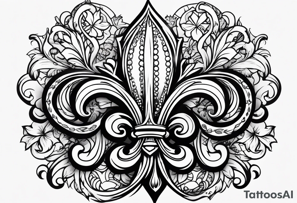 Fleur de lis with designs around it tattoo idea