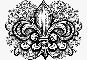 Fleur de lis with designs around it tattoo idea