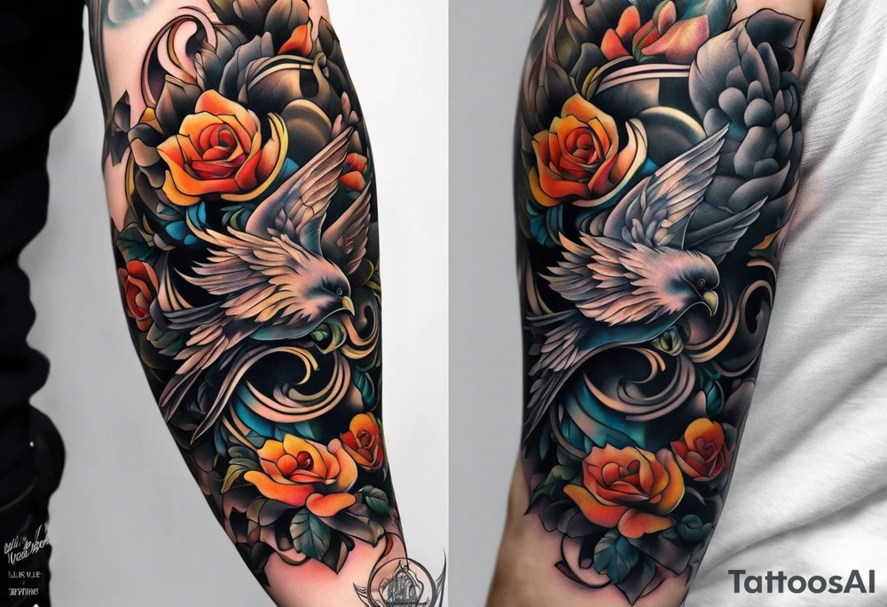 half arm sleeve tattoo idea