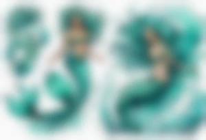 a large turquoise mermaid swimming in the sea surrounded by crashing waves tattoo idea