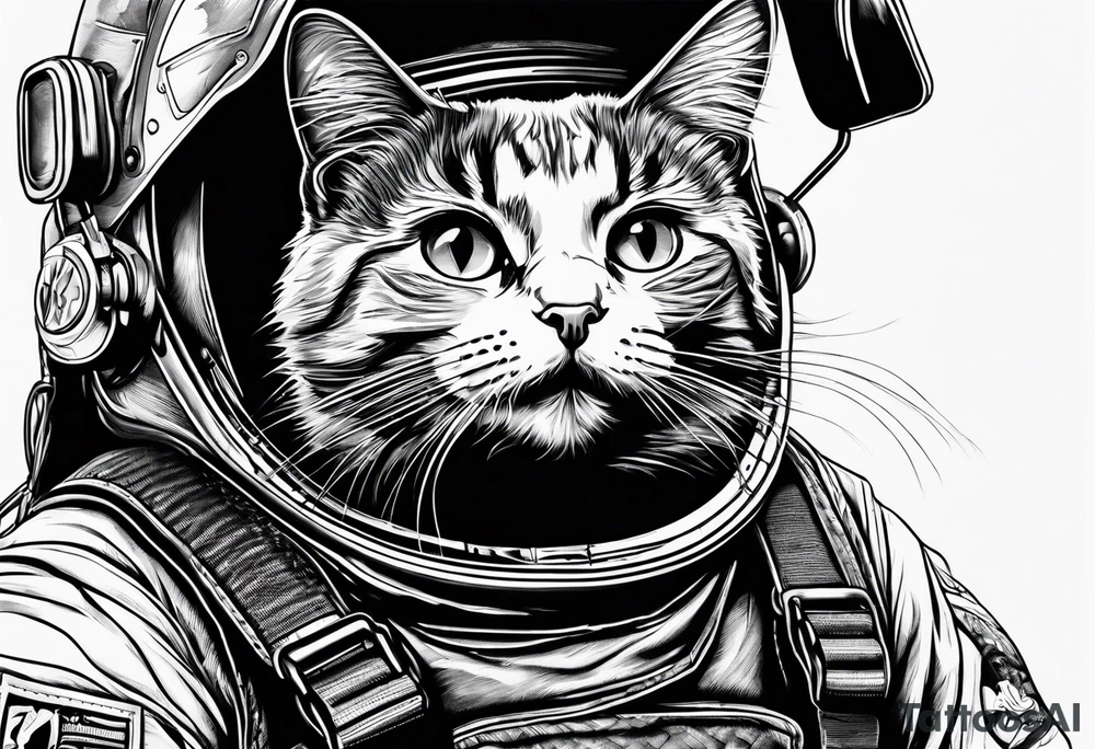 cat going skydiving with no chute open tattoo idea
