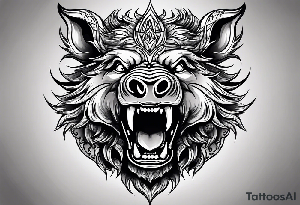 face angry boar tattoo idea
