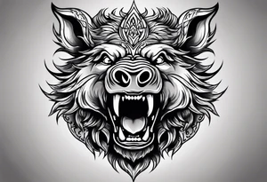 face angry boar tattoo idea