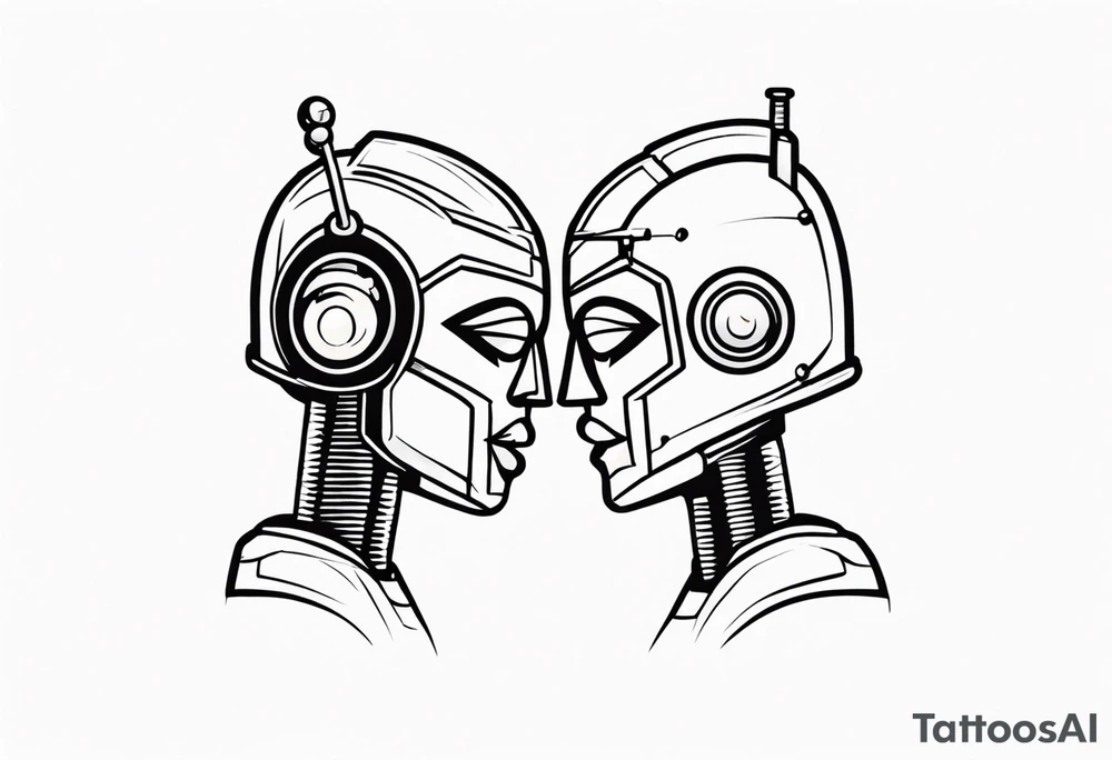 Kissing robot tattoo idea