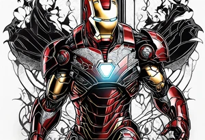 Iron man covered by venom tattoo idea