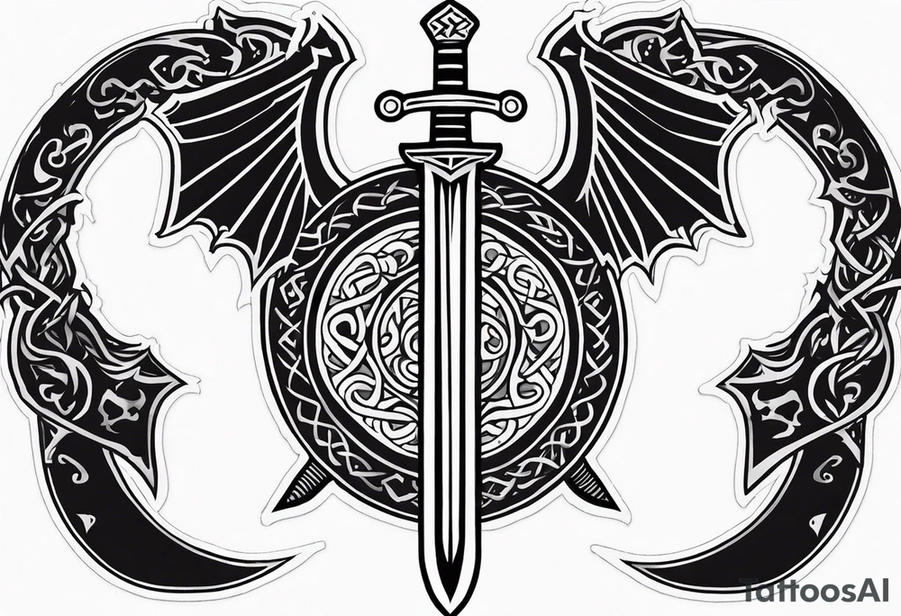 Viking sword Valhalla shield dragon tattoo idea