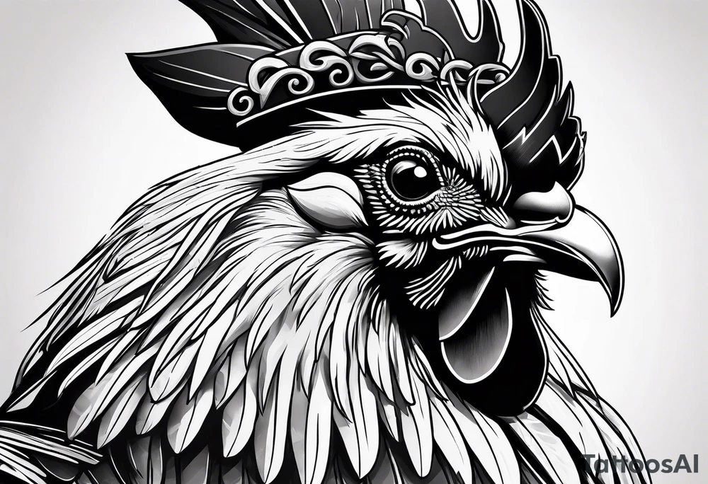 rooster holding a  gun tattoo idea
