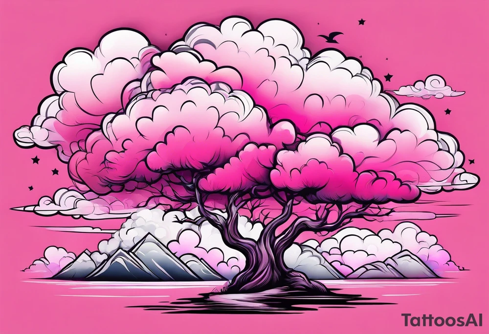 pink fluffy clouds tattoo idea