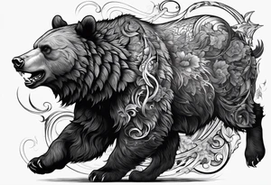 I want a sleeve tattoo design combining a bear fighting a bull tattoo idea