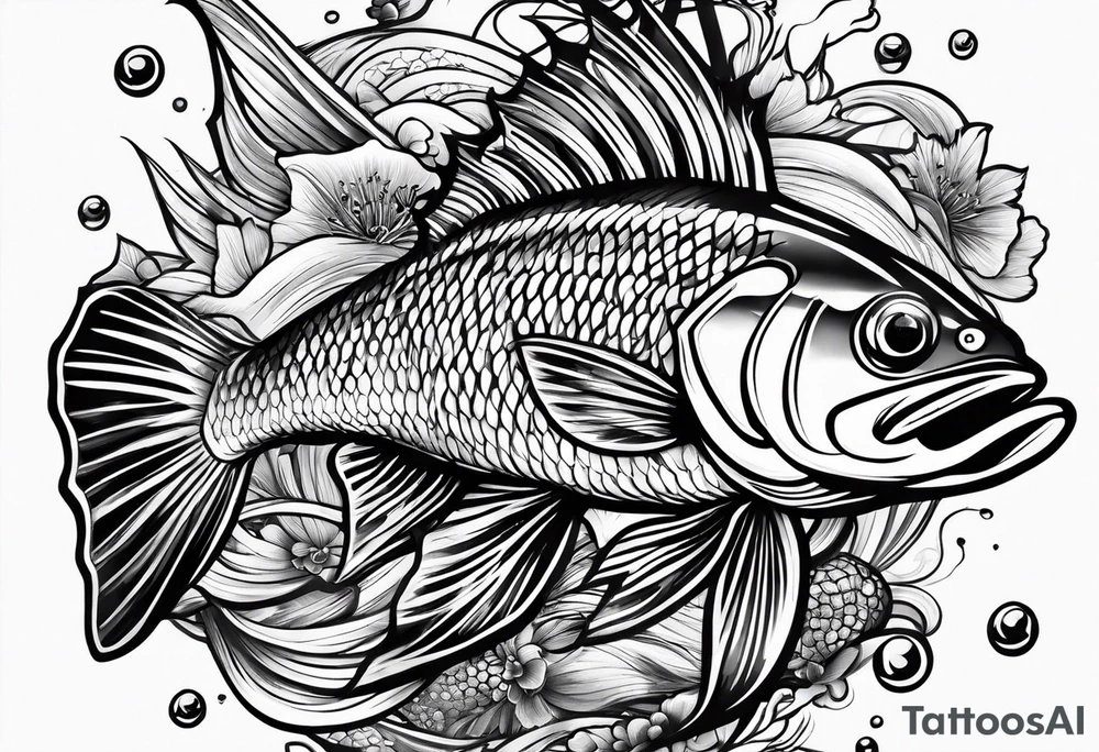 Fishing swimming tattoo idea