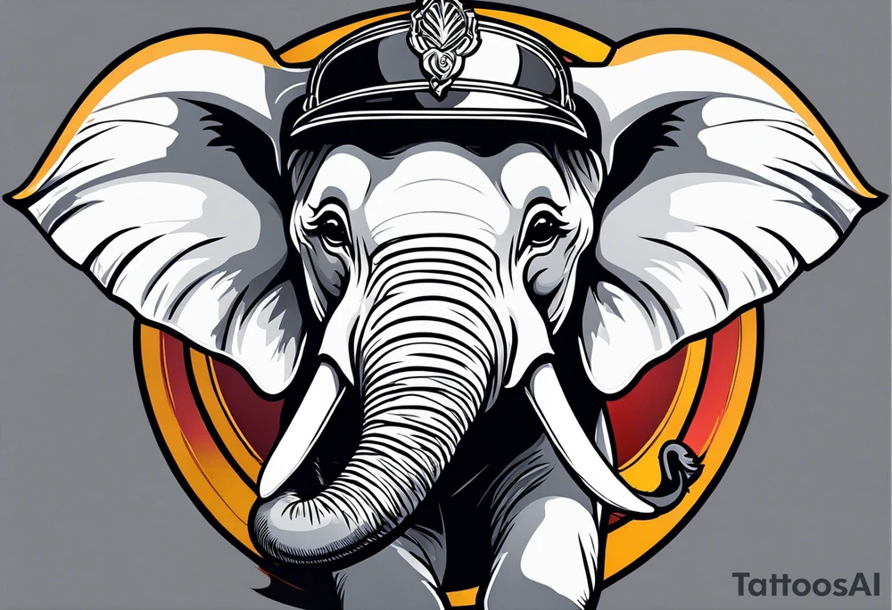 Baby Elephant with helmet tattoo idea