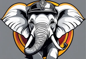 Baby Elephant with helmet tattoo idea