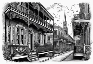 New Orleans themed arm sleeve tattoo idea