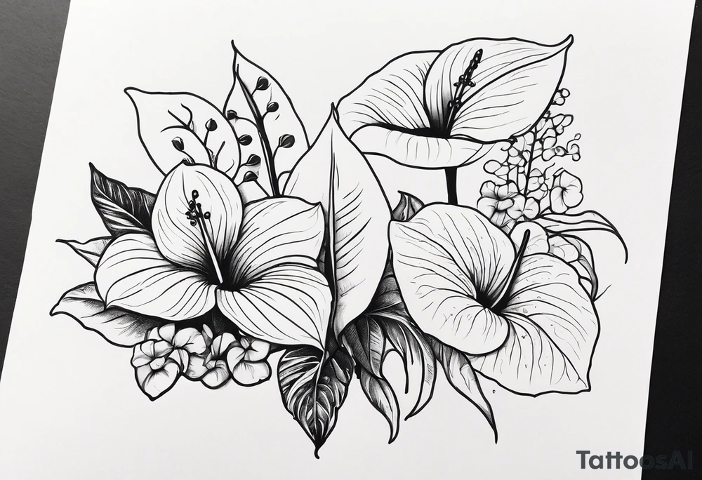 Fais moi un bouquet de fleurs avec des anthuriums et des oeillets !!! Les deux ensemble dans le bouquet tattoo idea