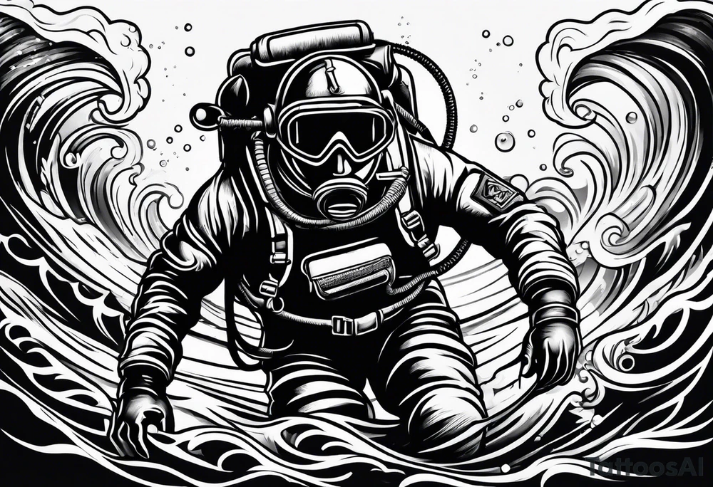 Old school diver tattoo idea