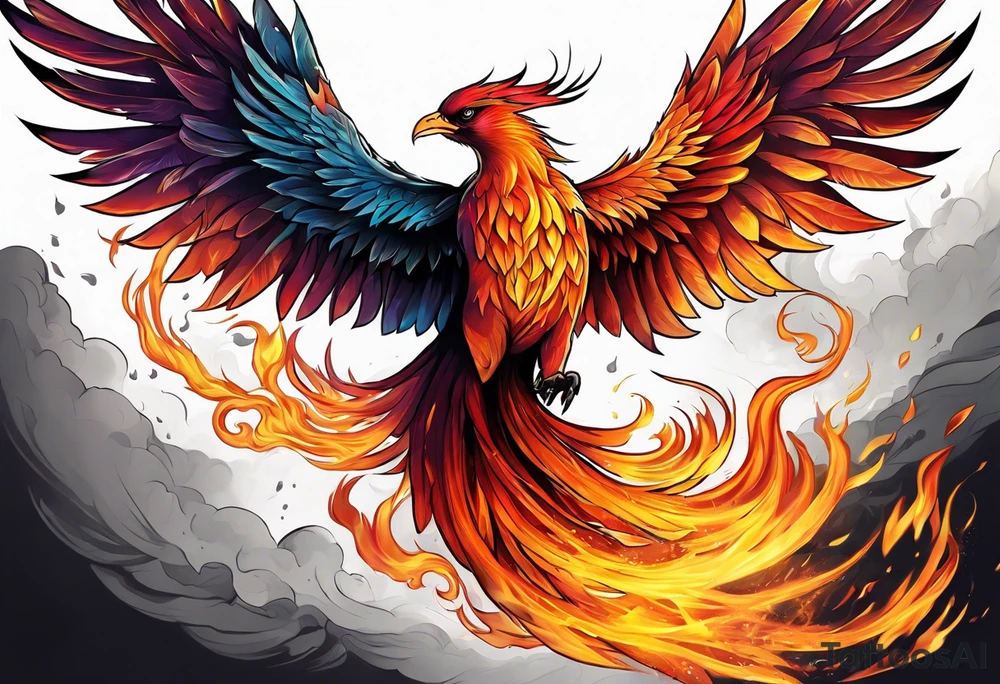 Phoenix rising from the ashes tattoo idea