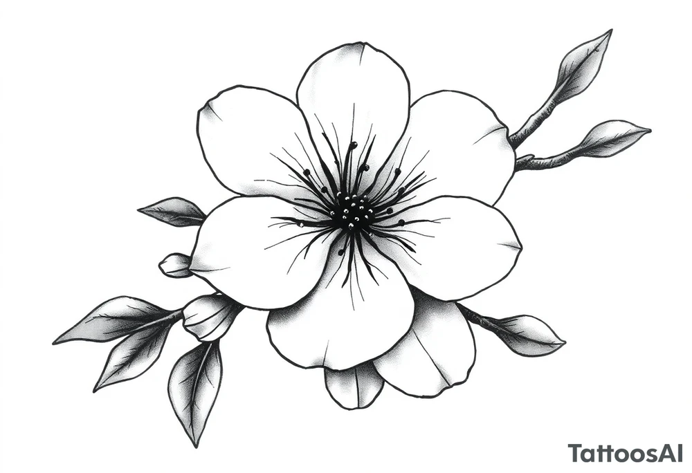 Cherry blossom with round petals tattoo idea