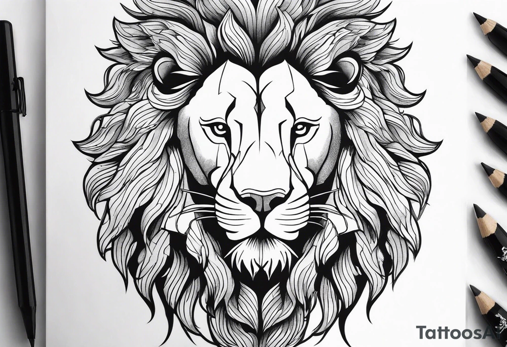 powerful majestic lion, close-up tattoo idea