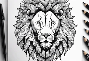 powerful majestic lion, close-up tattoo idea