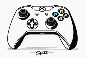 Número siete con la palabra máster y una xbox series x tattoo idea