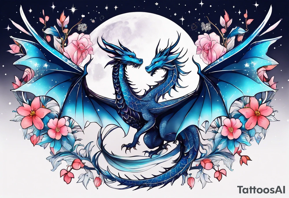 Constellation, wing , snow , cross , dragon female japan kawaii , flower tattoo idea
