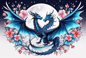 Constellation, wing , snow , cross , dragon female japan kawaii , flower tattoo idea