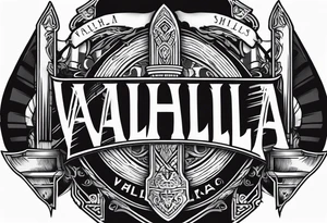 Valhalla sword shield axe 
stairs fog tattoo idea