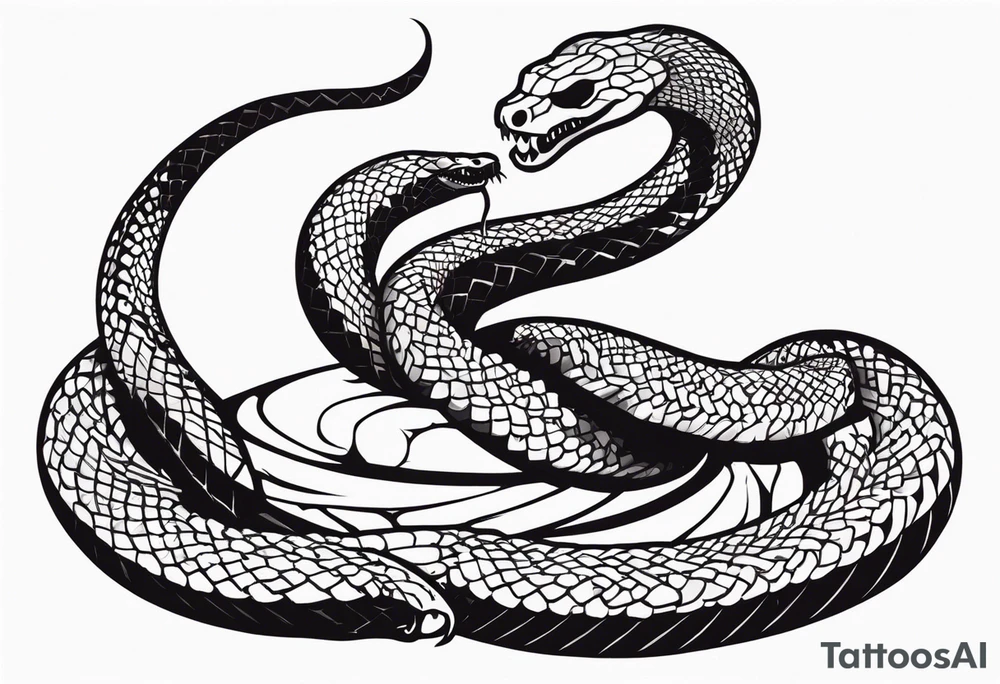 Aggresive Long Snake "phyton" with a sword, this design must be in a vertical vertical proportion. Skull appears tattoo idea