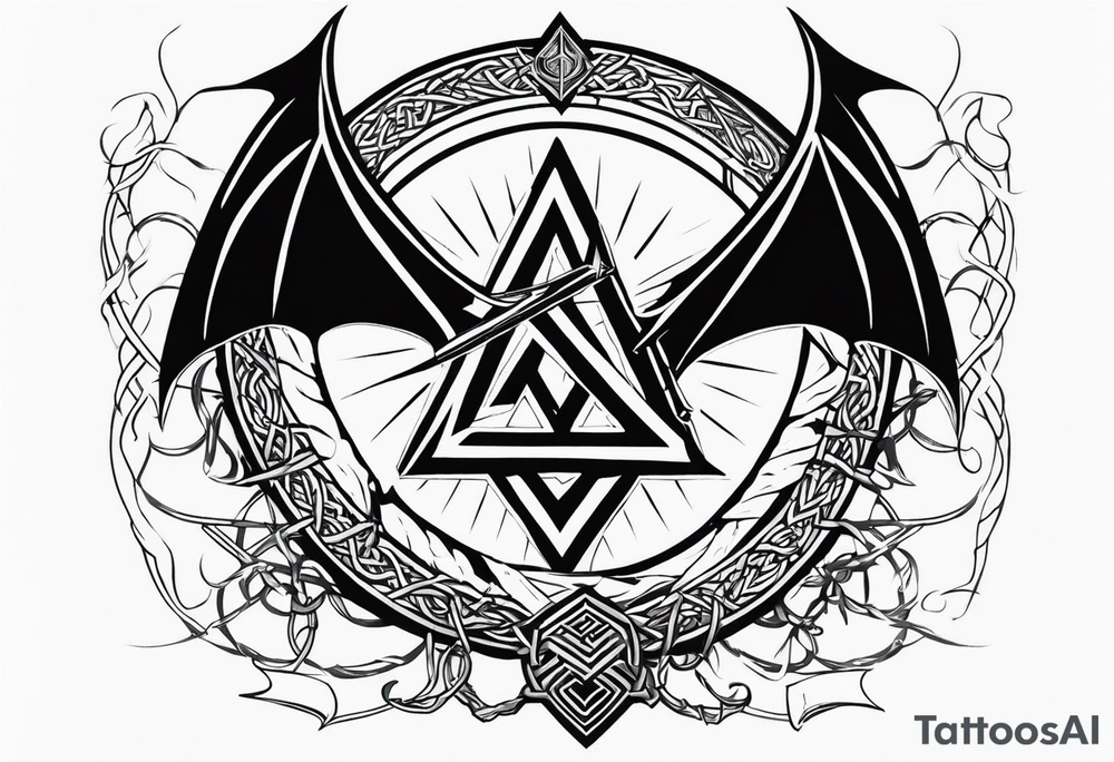 Valhalla sword shield dragon axe Valknut barbed wire
steps tattoo idea Valhalla sword shield dragon axe Valknut barbed wire
steps tattoo idea