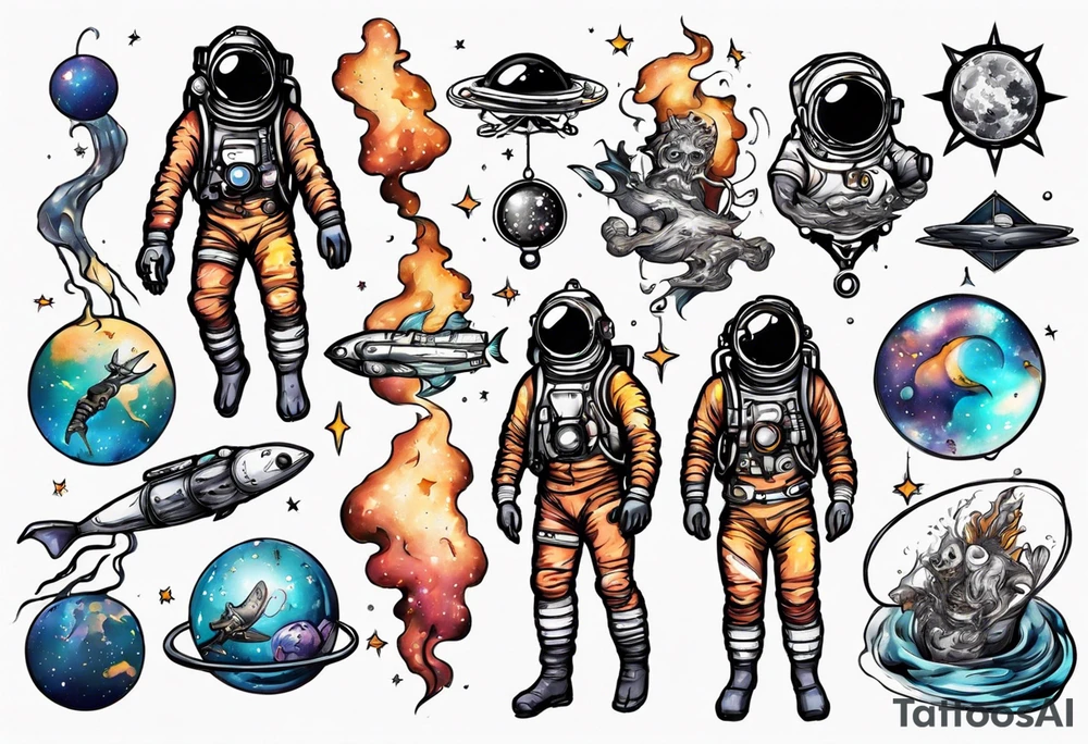 diver in space tattoo idea