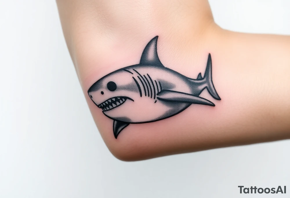 powerful  small great white shark moving forward tattoo tattoo idea