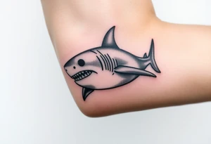 powerful  small great white shark moving forward tattoo tattoo idea