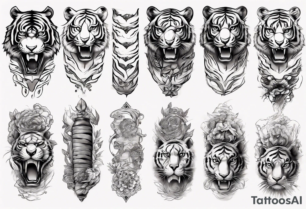 ancient Tiger forearm  sleeve tattoo idea