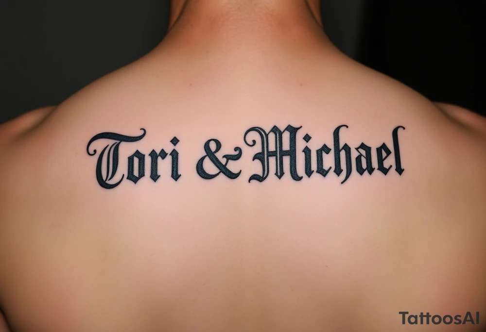 The names Tori and Michael in old English tattoo idea