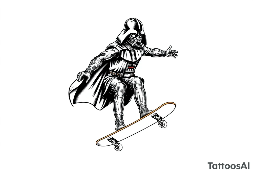 Skateboarding Darth Vader tattoo idea