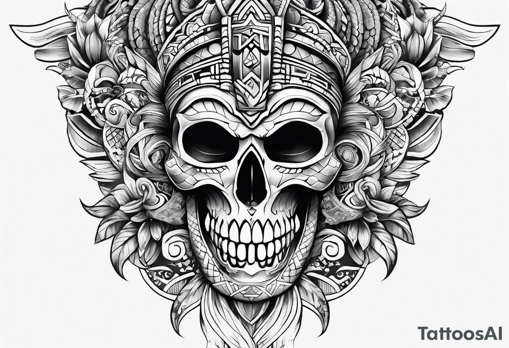 aztec snake sleeve tattoo idea