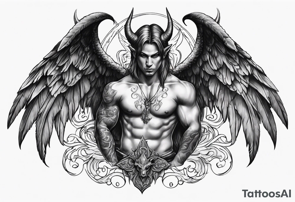 Devil with angel wings tattoo idea